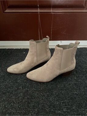 Sam Edelman Taupe Suede Chelsea Ankle Boots